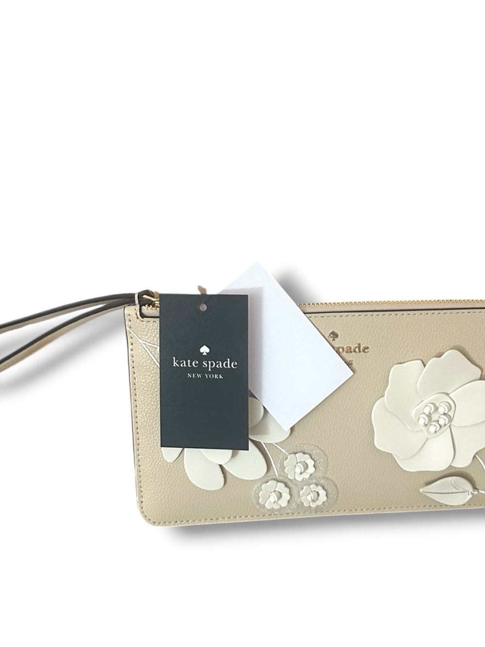 kate spade Lucy Milk Glass Leather Floral Appliqué Wristlet NWT | $169 MSRP - Picture 2 of 15